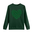 thumbnail image 6 of Guzom St. Patrick's Day Womens Sweatshirt - Shamrock Heart Print Army Green Crew Neck Long Sleeve Relaxed Fit Casual Festive Top,Size L, 6 of 7