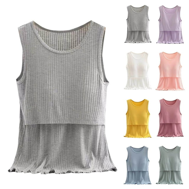 Sentmoon Camisoles d'Allaitement pour l'Allaitement, Coupe Ample, Col Rond, Blouse de Maternité Extensible, Couleur Unie, Sans Manches, Bretelles Spaghetti, Vêtements de Grossesse Tendance pour Maternité et Voyage, TTG