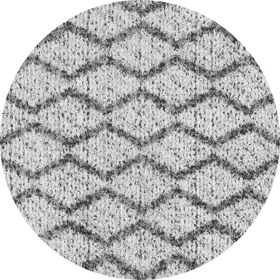 Ahgly Company Indoor Round Trellis Gray Modern Area Rugs, 4' Round