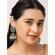 Gold Plated Indian Stunning Kundan & Pearl Jhumka Earrings for Women