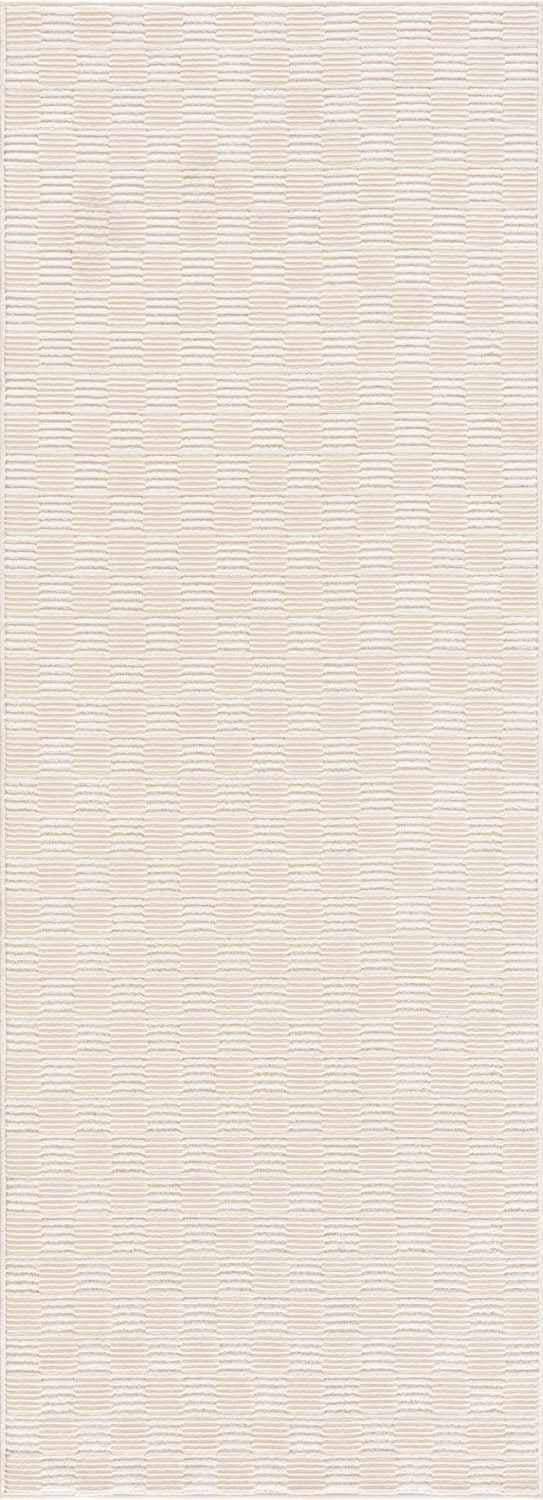 Hauteloom Truls Machine Washable Contemporary Area Rug - Modern Geometric Checkered Carpet for Living Room, Bedroom - Cream - 9'2" x 12'