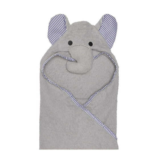 EVERYDAY KIDS Hooded Baby Toddler Bath Towel - Gray Elephant