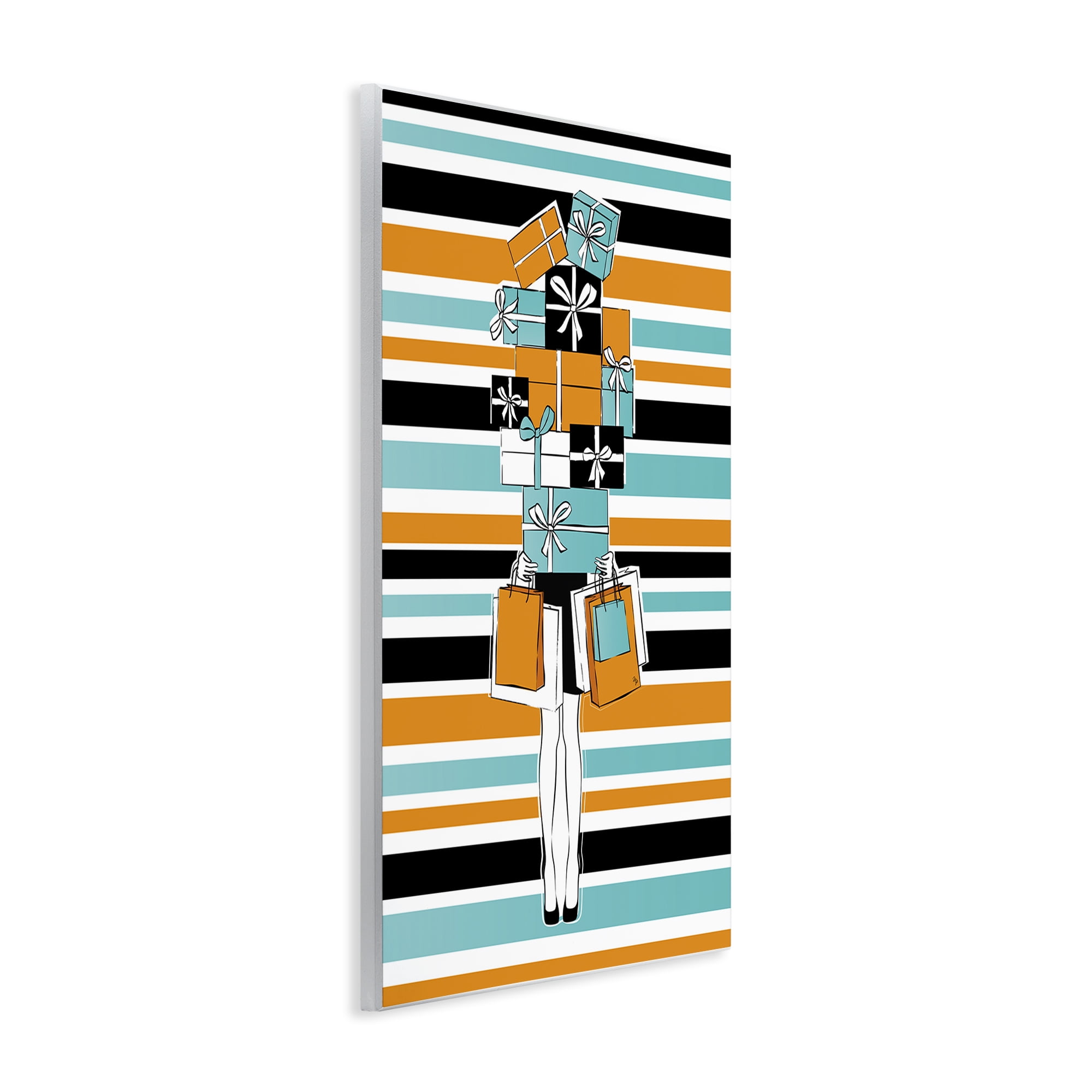 Stupell Industries Stacked Shopping Boxes Beauty & Fashion Painting Unframed Art Print Wall Art, 13 x 19