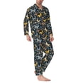 thumbnail image 2 of Naloa Flowers Butterfly Men’s Pajamas Set - Long Sleeve Button Down Sleep Shirt and Pajama Bottoms Sleepwear Set-X-Large, 2 of 7