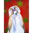 thumbnail image 1 of Carolines Treasures SS4672CHF 28 x 40 Po. Shih Tzu Flocons de Neige Rouges et Verts Drapeau de Noël en Toile Taille Maison, 1 of 4