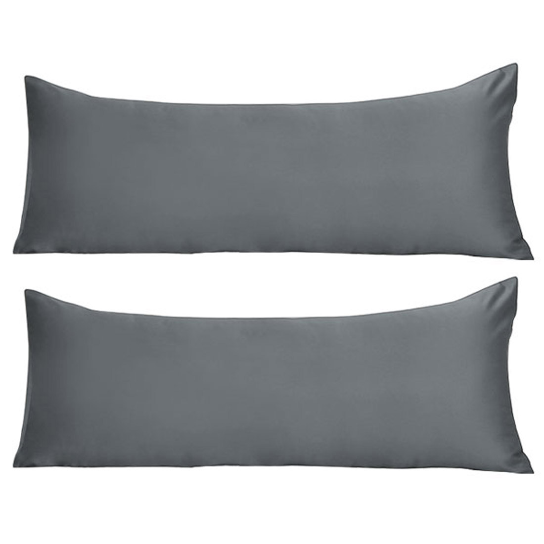 2 Pack Satin Grey Body Pillow Cover 20x60inch Long Pillowcases