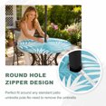 thumbnail image 4 of Round Outdoor Tablecloth with Umbrella Hole and Zipper, Turquoise Palm Leaf Tablecloth with Elastic Waterproof, Summer Coastal Botanical Tropical Patio Table Covers for 31" - 35" Picnic Pool Tables, 4 of 9