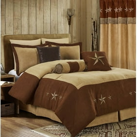 Wpm World Products Mart 7 Piece Rustic Comforter Set Brown Beige