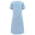 thumbnail image 6 of Side Button Slit Cotton Linen Midi Dress for Women Crew Neck Short Sleeve Loose Fit Sundress Breathable and Comfortable for Beach and Daily Wear, 6 of 8