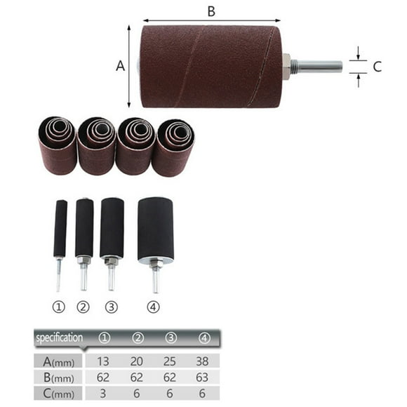 Drum Sander Kit Sanding Belt Sandpaper with Spindle Case for Drill Press Rotary Tools