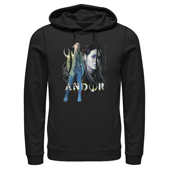 Men's Star Wars: Andor Female Rebel Glitched Pull Over Hoodie Black Large