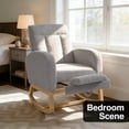 thumbnail image 4 of QinaQin Solid Wood Glider Rocking Chair, Teddy Plush Nursery Rocker with Adjustable Footrest, Storage Pocket and Ottoman, 4 of 5