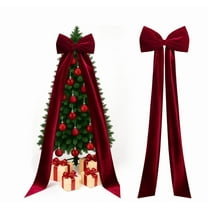 syligr Extra Large Red Velvet Christmas Tree Topper Bow 118x28 Inch for Holiday Wedding Decor Long Streamers Easy to Hang Multi Scene Use Luxurious Material Festive Centerpiece