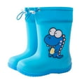 thumbnail image 6 of Hpapadks Rain Boots Toddler Cute Dinosaur Cartoon Non Slip Lightweight Water Shoes With Adjustable Drawstring Wide Calf Waterproof Sky Blue 2.5-3 Y, 6 of 6