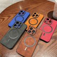 thumbnail image 4 of Luxury Wireless Charging Magnetic Cortex Leather Phone Case For iPhone 16 13 12 15 Pro Max 14 Plus 14Pro Shockproof Bumper Cover red For iPhone 14Plus, 4 of 6