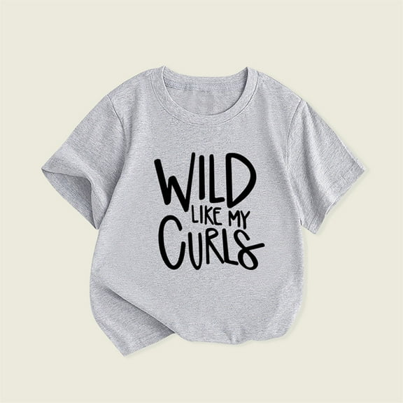 Dianli Girls' Tops, Tees & Blouses T-Shirts Crew Neck Blouse Loose Fit Short Sleeve Casual Letter Print Tops Stylish Cute Tops for Girls 10-12 Clothes for Girls 4-12 Summer Saving Gray 2 Years