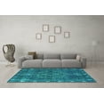 thumbnail image 3 of Ahgly Company Machine Washable Indoor Square Oriental Turquoise Blue Industrial Area Rugs, 5' Square, 3 of 4