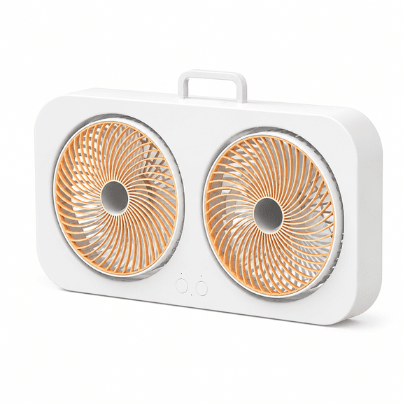 RAIRSKY Window Fan for Bedroom,15.7" 2 Speed Individual 180 Degree Rotating Fan Heads,Auto-Locking Expanders,Window Exhaust Fan,Removable Bug Screen