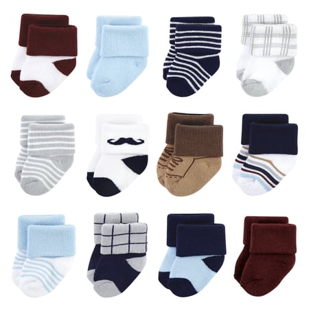Little Treasure Basics Infant Baby Cozy Terry Baby Sock 12-Pack, Little Gentleman, 0-6 Months