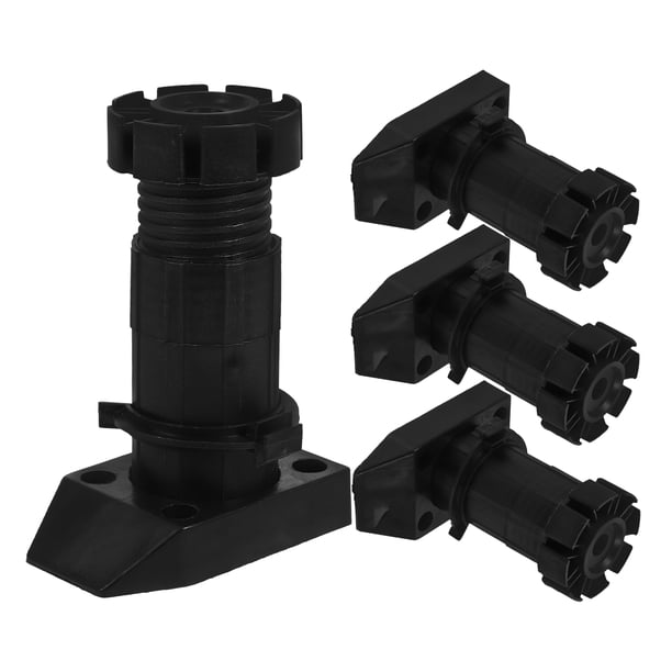 4 piezas de niveladores de muebles ajustables, elevadores de muebles, niveladores de patas de gabinete, pies de nivelación de muebles de plástico, patas de muebles ajustables, color negro