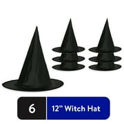 Hanging Witch Hats Decoration, Black, 6 Pieces, Halloween by Way To Celebrate