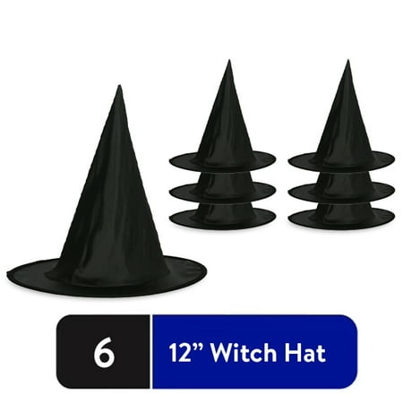 Hanging Witch Hats Decoration, Black, 6 Pieces, Halloween by Way To Celebrate