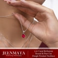 thumbnail image 5 of JeenMata 3.25 Carat Ruby July Birthstone - Round and Pear Cut Dangle Pendant Necklace in 18k White Gold Plated for Women, 5 of 10
