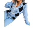 thumbnail image 4 of Seyurigaoka Women's Juniors V Neck Long Sleeve Argyle Print Loose Knitted Sweaters, 4 of 6