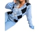 thumbnail image 4 of Mujer Suéter con estampado de rombos y cuello en V Pullover Tops Prendas de punto sueltas XBTCLXEBCO T S, Azul, 4 of 6