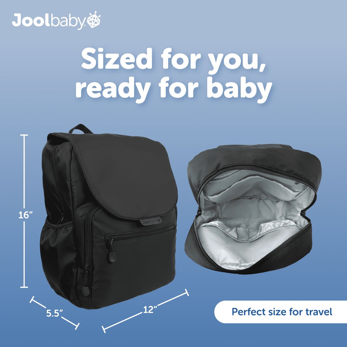 Jool Baby Relay Diaper Backpack With Changing Pad, Insulated Bottle Pockets, Wearable Breast Pump Pockets