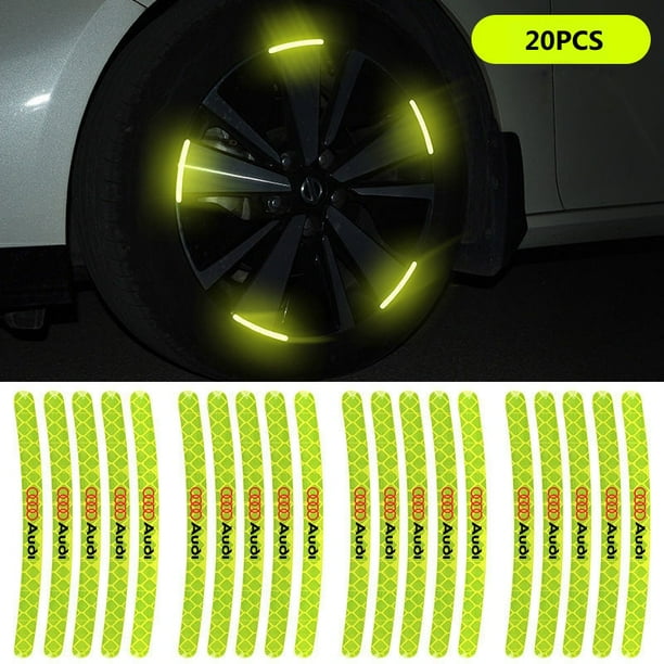 20 Pegatinas De Cubo De Rueda De Coche Cinta De Rayas Reflectante Alta Para Motocicleta Noche Conducción Seguridad Luminosa Universales huangjie unisex