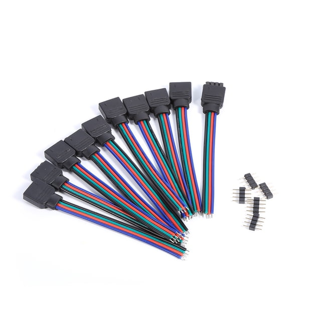 4 Pin Wire Cable 4pin Connector Cable 4pin Connector Wire Cable 10Pcs 4Pin Male Female Connector Wire Cable For 3528 5050 SMD LED Strip Light