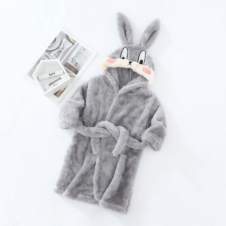 

Kids Little Boys Girls Coral Fleece Bathrobe Unisex Kids Robe Cartoon Bunny Pajamas Sleepwear 1-2 Years