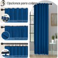 thumbnail image 2 of Lino Cortinas Blackout 100% Opacas, Bolsillo para Barra/Pestaña Trasera, para Recámara y Ventana de Sala, 2 Paneles (Azul, 132 x 213.3 cm), 2 of 12