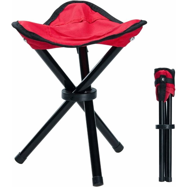 Taburete de lona plegable portátil de 3 patas para exteriores, para senderismo, acampada, pesca, etc.