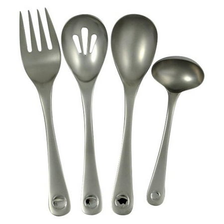 Ginkgo Pendulum Stainless Platinum Finish Flatware Hostess Set - Set of 4