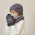 thumbnail image 4 of Guiexla 3 Pcs/Set Kids Winter Hat Scarf Gloves Set Full Protection Thermal Elastic Thick Warm Windproof Soft Unisex Children Beanie Gloves Neck Warmer Set, 4 of 8