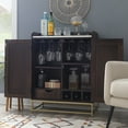 thumbnail image 3 of Blair Rattan Bar Cabinet, Brown with White Marble Top, 3 of 17