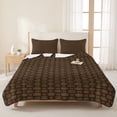 thumbnail image 3 of King Quilt Set 96''x106'', Dark Brown Rattan Lightweight Summer Bedspread Coverlet Set with 2 Pillow Shams, Vintage Abstract Wicker Texture Breathable All Season Quilt Bedding for Bedroom/Guest Room, 3 of 9
