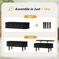 thumbnail image 3 of PHOYAL Wood Lift Top Coffee Table with Storage, Fluted Oval Coffee Table with Hidden Compartments for Living Room, Black, 3 of 8