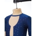 thumbnail image 5 of Alvivi Kids Girls Rhinestone Long Sleeve Figure Ice Skating Jumpsuit Unitard Gymnastics Dance Leotard Navy Blue 6, 5 of 7