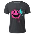 thumbnail image 4 of Dagegui T-Shirt for Men Smile Black Teeth Graphic Tee Short Sleeve Crewneck T Shirts Big and Tall Summer Tops Dark Gray S, 4 of 4
