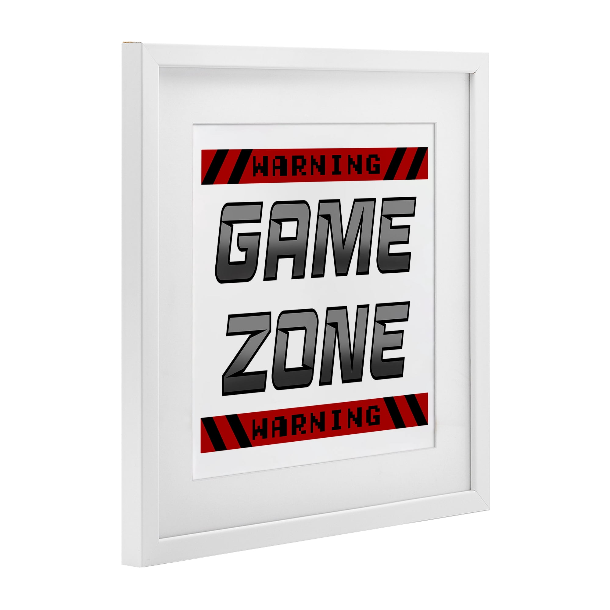 Stupell Industries Game Zone Warning White Framed Print Under Glass, design by Marcus Prime