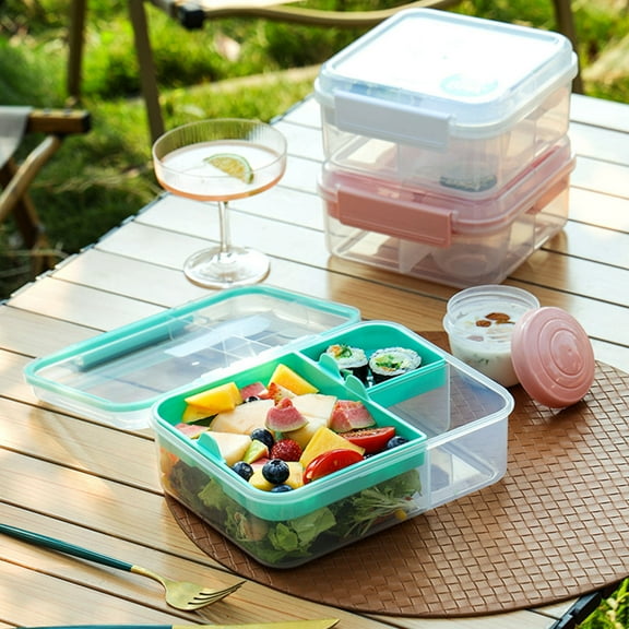 Double Compartment Leak-Proof Bento Meal Container with Lid - Microwave & Freezer Safe Food Storage Container for Desk, Travel, Meal Prep - Dishwasher Safe UKHBMC | A