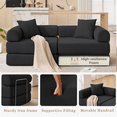 thumbnail image 3 of 73" Modular Couch Sofa Bed with Fixed-Shape Frame, Removable Armrests and Pillows, 4 Independent Modules, Convertible Sleeper Sofa Bed for Living Room, No Assembly, Black, 3 of 9