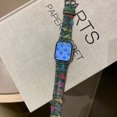 thumbnail image 2 of Woolen Band for Apple Watch Series 10 9 8 7 6 5 4 3 2 1 SE, Floral Print Leather Slim Band Adjustable Breathable Soft Strap for Women Girls Apple Watch Series 38/40/41/42mm(Series 10), Green, 2 of 6
