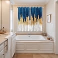 thumbnail image 3 of Blue Gold Kitchen Curtains 84 Inch Length, Modern Street Art Splatter Foil Painting Grommet Top Bedroom Living Room Curtains, Light Filtering Cafe Curtain Drapes 2 Panels Set 104''x84'', 3 of 9