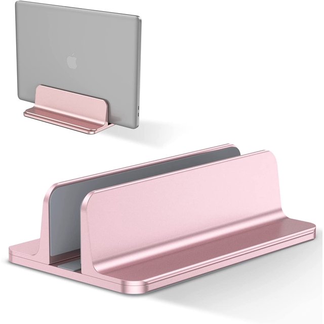 Support Vertical pour Ordinateur Portable, Support en Aluminium Réglable pour Bureau pour MacBook Pro/Air, iPad, Surface, HP, Lenovo, Tablette et Autres Ordinateurs Portables - Rose