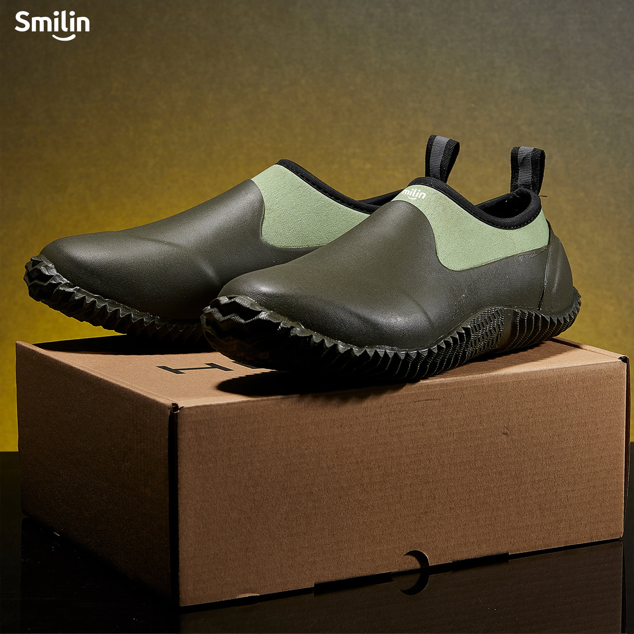 SMILIN Waterproof Rain Garden Boots, Anti-Slip Rubber Ankle Rain Boots for Men & Women, Green, Size 13 Women/11.5 Men