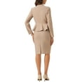 thumbnail image 3 of Conjuntos de trajes para mujeres INSPIRE CHIC, atuendos de negocios, blazer peplum sin cuello, traje de falda lápiz formal de 2 piezas, talla L, caqui, 3 of 6
